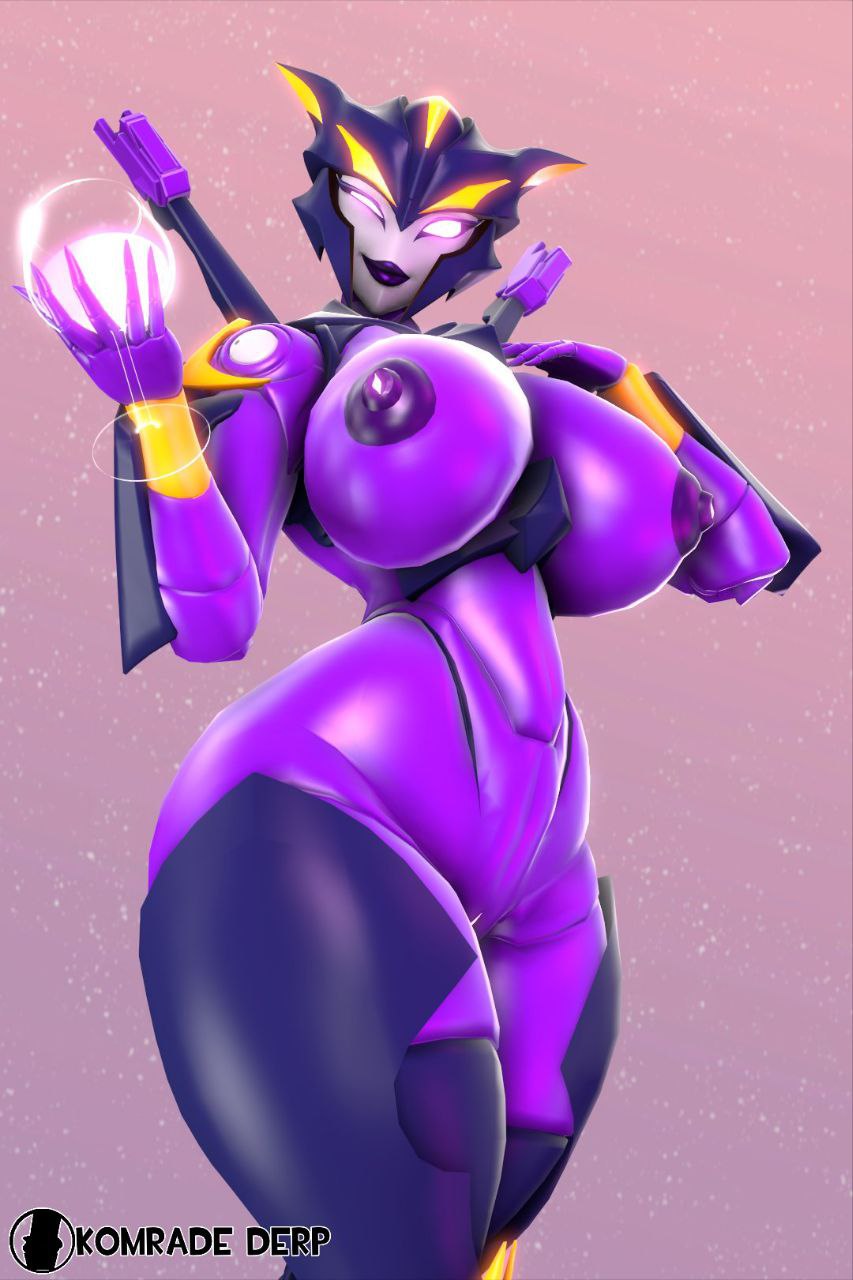 1girls airachnid big_breasts breasts busty glowing_eyes komradederp looking_at_viewer pink_eyes purple_body purple_lipstick purple_nipples robot robot_girl robot_humanoid solo thick_thighs transformers trawert wine_glass