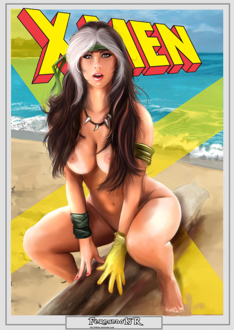 1girls, 5 fingers, 5 toes, anna marie, areola, areolae, armband, artist name, barefoot, beach, big breasts, bikini tan, blue sky, bottomless, breasts, brown hair, color, colored, colored nails, copyright name, day, detailed background, deviantart, english, english text, eyelashes, eyeshadow, facing viewer, feet, female, female focus, female only, functionally nude, gloves, hair, hairless pussy, headband, humanoid, killbiro, large breasts, light skin, light-skinned female, long hair, looking at viewer, marvel, marvel comics, mostly nude, mouth open, multicolored hair, mutant, nail polish, navel, necklace, nipples, no bra, no humans, no panties, no underwear, nude, nudity, ocean, open eyes, open mouth, outdoors, outside, painted nails, partially clothed, pink eyes, public, public nudity, pussy, red nails, rogue (savage land), rogue (x-men), sand, savage land, shaved pussy, sitting, sky, solo, solo female, solo focus, superheroine, tan, tanline, tanned, text, topless, two-tone hair, url, water, web address, white border, white hair, wristband, x-men, yellow gloves