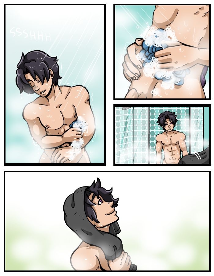 1boy bobby_drake broken_source comic comic_page commission commissioner_oc completely_nude darkchibishadow english_text final_fantasy_viii gay iceman marvel marvel_comics muscular_male nexus_(schizoid) nipples self_insert speech_bubble taking_a_bath x-men zell_dincht