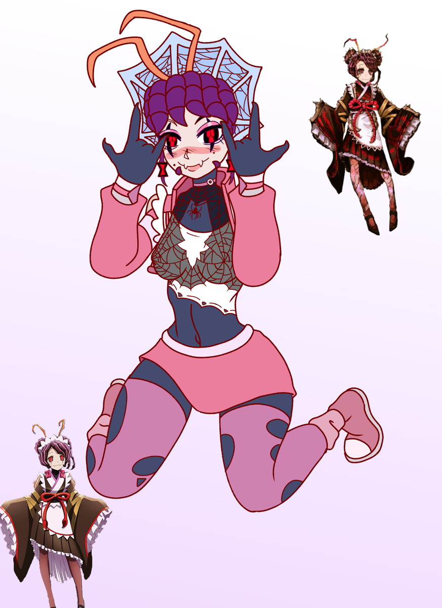 1girls antennae arachnid arthropod axlvegeta clothing curvaceous curvy curvy_figure cute entoma_vasilissa_zeta female female_only legwear mask mole_under_eye mostly_clothed overlord_(maruyama) petite purple_hair red_eyes redesign reference_image ripped_stockings solo solo_female spider spider_girl stockings tagme thick_thighs