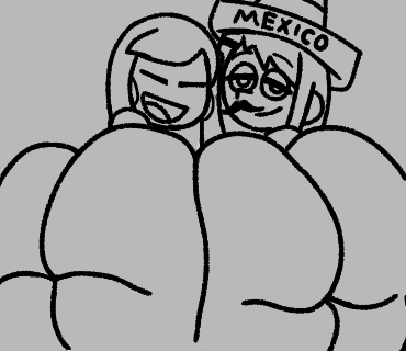 2girls asian asian_female big_ass bubble_ass bubble_butt fake_mustache female_only honey_tanaka huge_ass kaxta long_hair looking_at_viewer looking_back mexican_female mexican_otaco moustache simple_background sketch slanted_eyes tagme