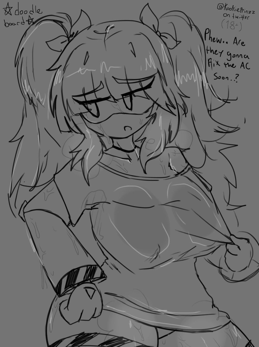big breasts, female, female focus, female only, greyscale, j (murder drones), kookieprinzz, murder drones, robot, robot girl, robot humanoid, solo, solo female, solo focus, sweat, sweating, thick thighs, tugging, tugging clothing