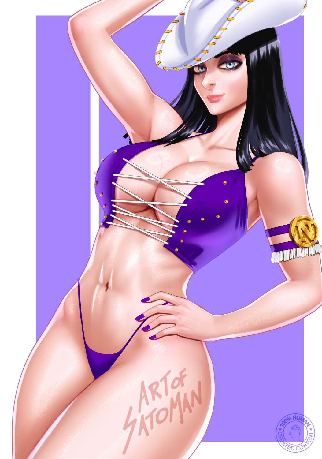 1girls, art of satoman, artofsatoman, bikini, black hair, black-haired female, breasts, cleavage, eyeshadow, female, female only, makeup, miss all sunday, nail polish, nico robin, ohmyseki, one piece, painted fingernails, painted nails, pinup, revealing clothes, tagme