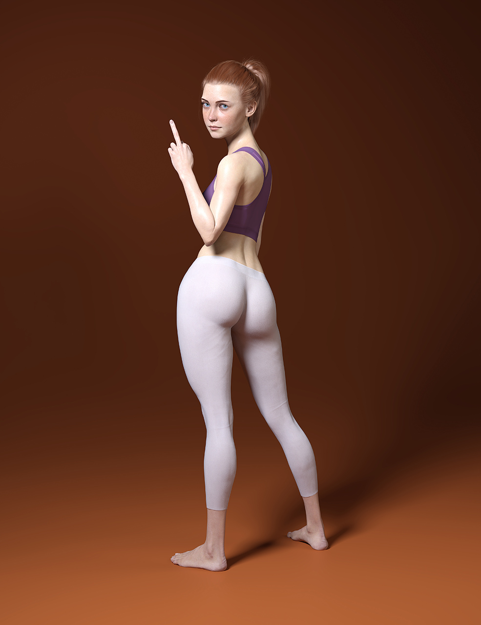 1girls, 3d, adult swim, ass, barefoot, big ass, daz 3d, daz studio, daz3d, dboxx, female, middle finger, ponytail, red hair, rick and morty, solo, summer smith