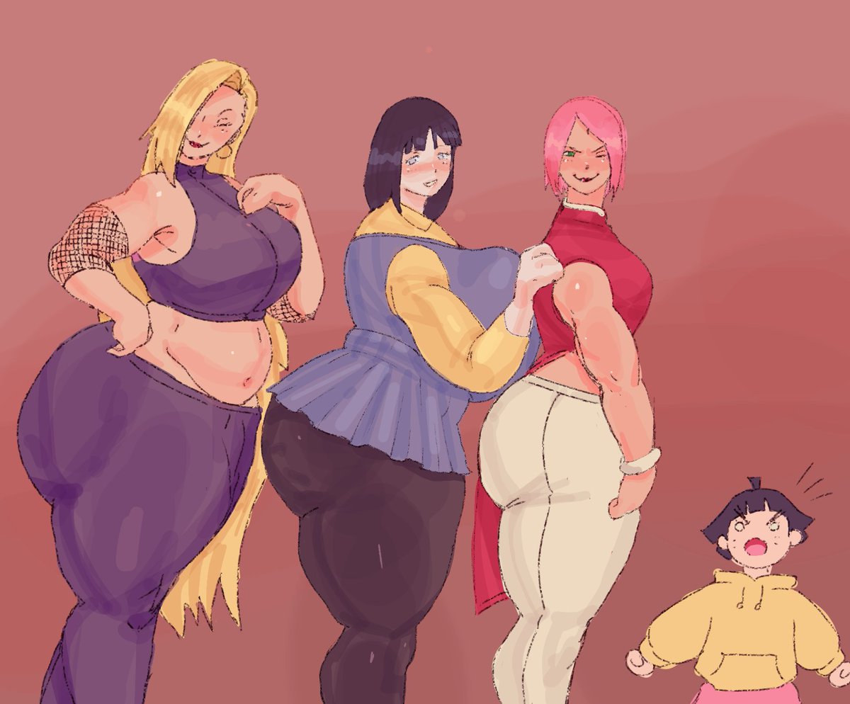 3girls, 4girls, back to back, bbw, belly button, big ass, big breasts, black hair, blonde hair, boruto: naruto next generations, chubby, chubby male, dress, dudeman80085, hanging belly, haruno sakura, huge ass, huge breasts, hyuuga hinata, ino yamanaka, lineup, milf, milfs, naruto, naruto (series), naruto: the last, pink hair, sakura haruno, side view, silly face, simple background, small breasts, standing, take your pick, thick thighs, uchiha sakura, uzumaki himawari, uzumaki hinata, voluptuous, voluptuous female, yamanaka ino