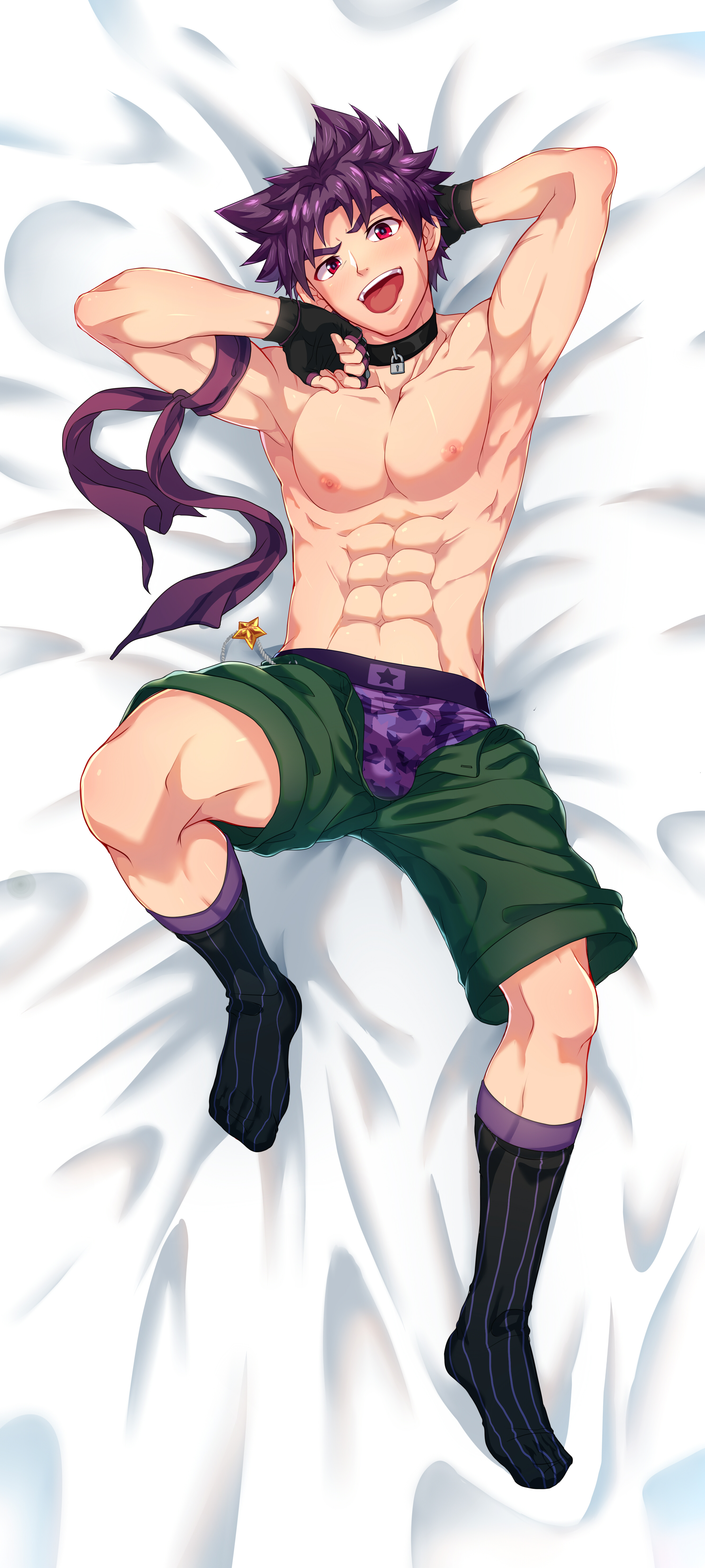 camp buddy, male, male only, purple hair, socks, underwear, yaoi, yoichi yukimura