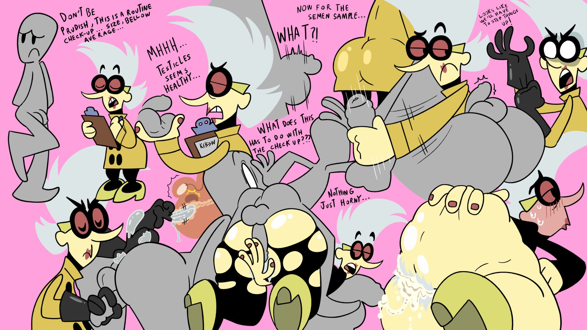 1boy, 1girls, adjusting gloves, anonymous male, cum, cum in pussy, cum inside, female, gilf, glasses, handjob, high heels, jones boi, jonesbo50034805, latex gloves, male, medical examination, my life as a teenage robot, nickelodeon, nora wakeman, penis, pussy, small penis humiliation, x ray view