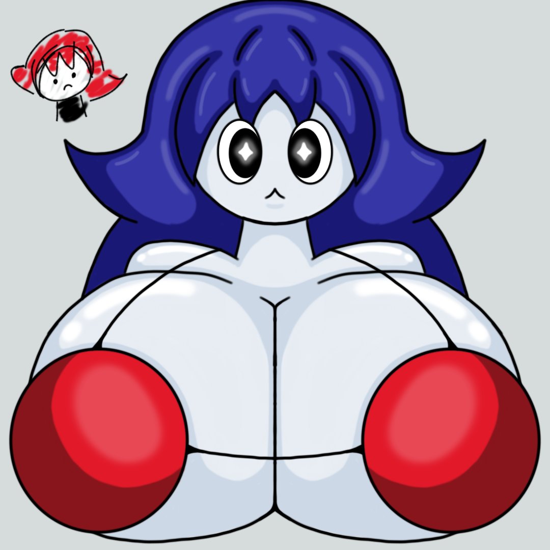 2girls big_breasts blue_hair bongbong bra breasts character_in_background employee_(lobotomy_corporation) female female_focus female_only lobotomy_corporation long_hair oomyloops project_moon red_bra red_hair white_body white_skinned_female yumyum