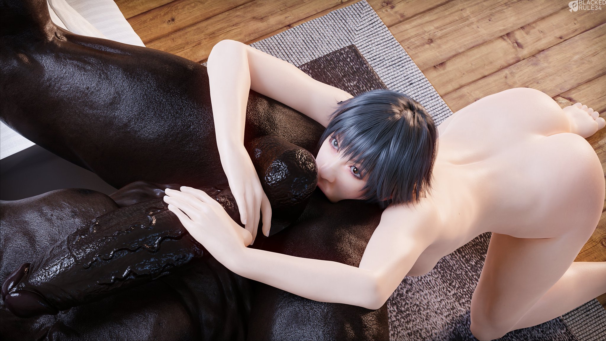 1boy, 1girls, 3d, big penis, black hair, blackedr34, capcom, dark skin, dark-skinned male, devil may cry, devil may cry (series), devil may cry 5, female, hands on penis, heterochromia, interracial, lady (devil may cry), light skin, light-skinned female, male, male/female, maledom, nude, nude female, nude male, on knees, pale skin, pale-skinned female, penis, rimjob, rimming, rimming male, submissive, submissive female, veiny penis