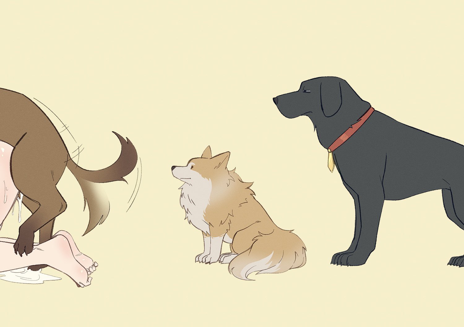 canine, cum, cum pooling, curled toes, domestic dog, lewdismug, original, patience, queue, realda (vibrantrida), simple background, tail wag, tail wagging, toe curl, vibrantrida, wagging tail, waiting for sex, waiting for turn, waiting in line, zoophilia