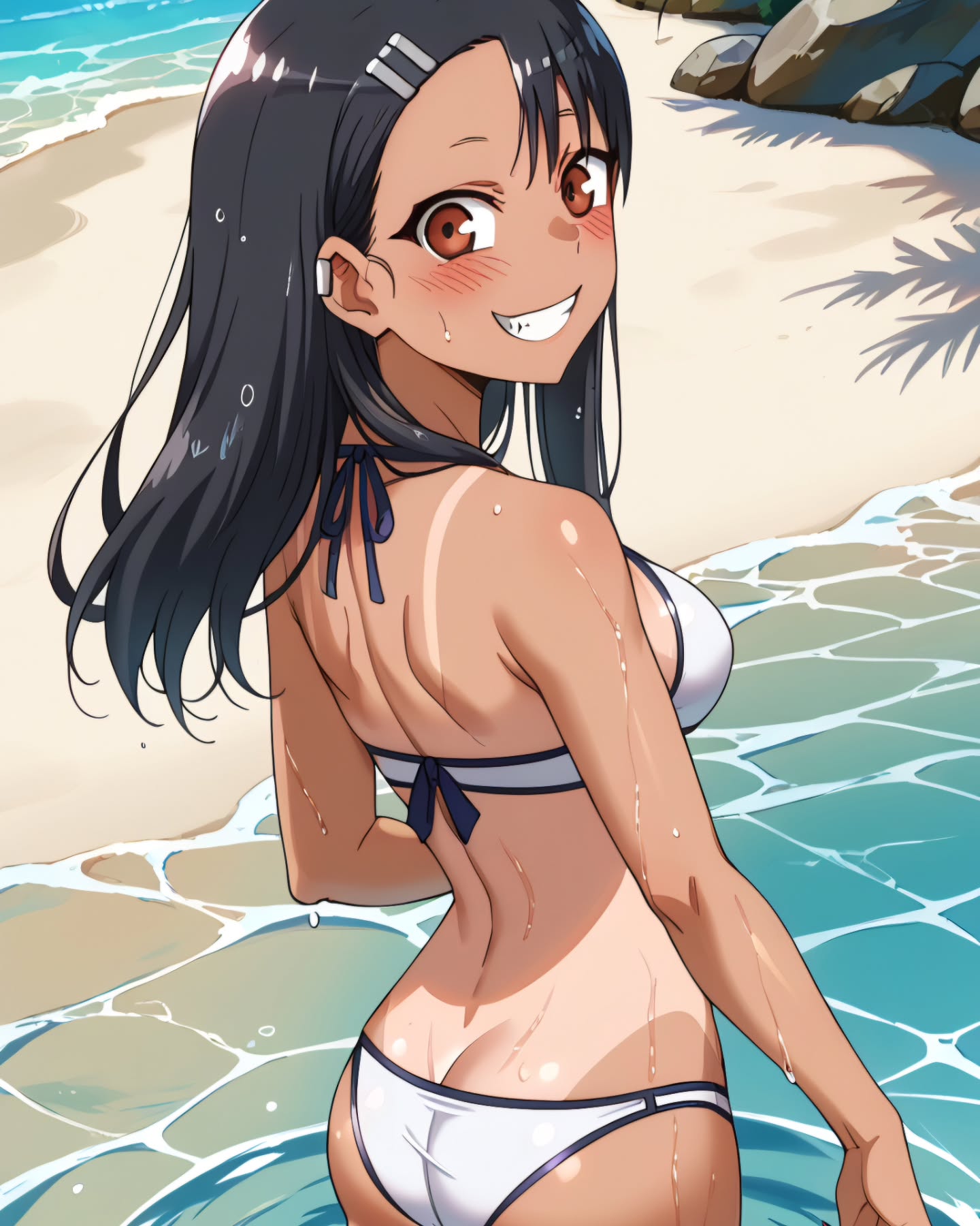 2025 ai_generated anime black_hair brown_eyes dont_toy_with_me_miss_nagatoro female instagram looking_at_viewer meta nagatoro nagatoro_hayase red_cheeks senpaisincity smile_at_viewer tanned tanned_female tanned_girl tanned_skin waifus wet_body
