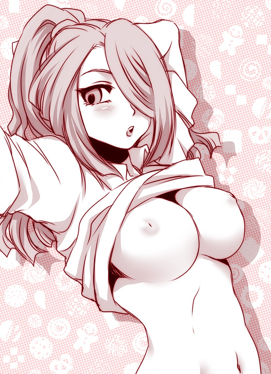 breasts feminine_male ichirouta_kazemaru inazuma_eleven long_hair monochrome rule_63