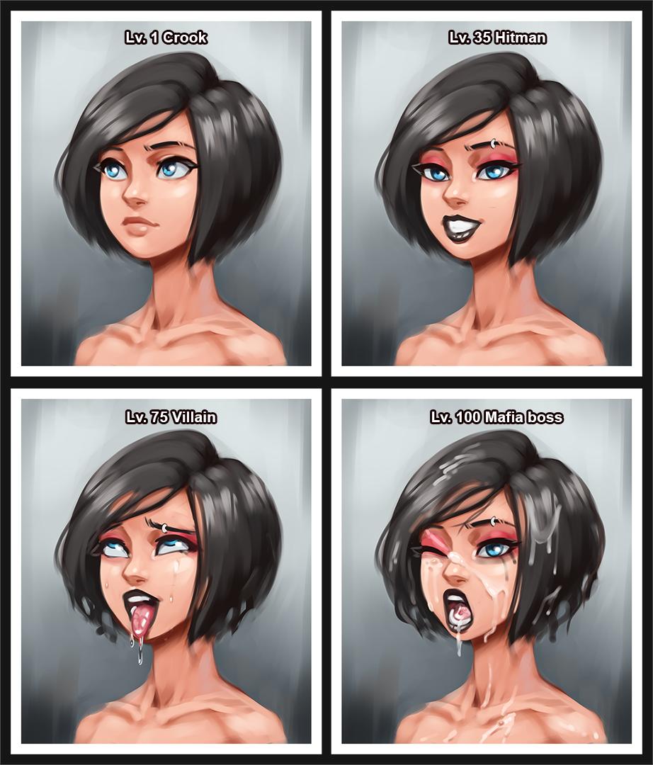 1girls, after deepthroat, ahe gao, black hair, black lipstick, blue eyes, bukkake, cum, cum in mouth, cum on body, cum on face, cum on tongue, deepthroat training, emo, english text, eyelashes, eyeshadow, facial, female, female only, gameplay mechanics, itch4art, level number, level up, mascara, medium hair, meme, open mouth, oral, petite, piercing, pleasure face, runny makeup, seductive mouth, skinny, solo, text, throat, tongue, tongue out
