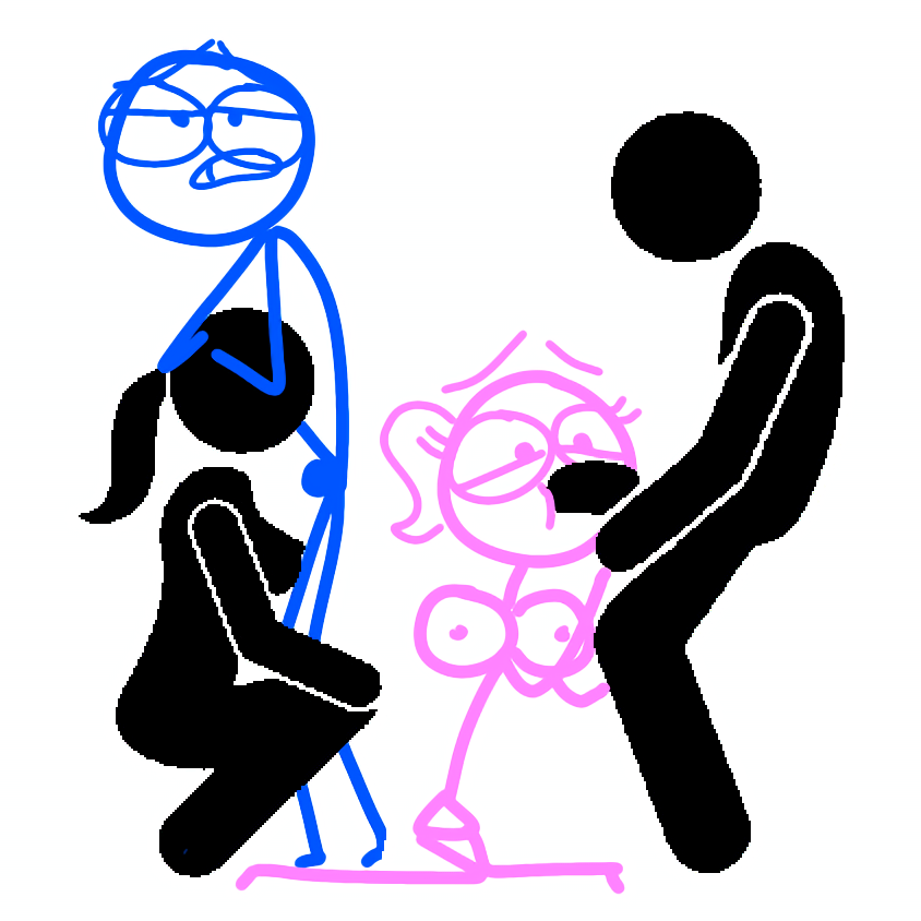 2boys 2girls blowjob blowjob_face blue_(dick_figures) dick_figures n1_1ck pink_(dick_figures) stick_figure stick_girl swingers