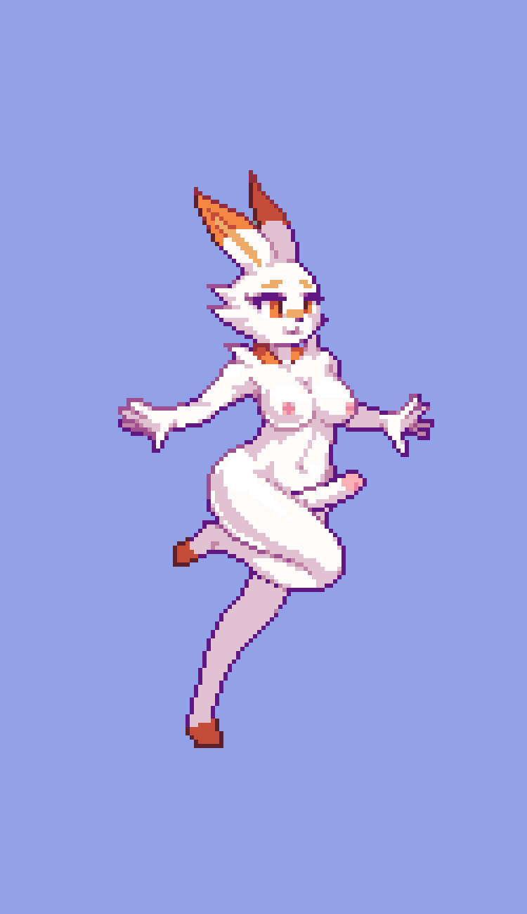 1futa 2019 anthro anthrofied applejuiceman areolae ass big_breasts big_ears big_eyes breasts bunny_ears edit erection eyelashes feet fur furry futa_only futanari green_fur hard_pixels intersex lagomorph leg_up long_ears looking_away navel nintendo nipples noscium nude orange_fur paws penis pixel_art pokémon_(species) pokemon pokemon_ss pose purple_background scorbunny smile solo standing thick_thighs video_games white_fur white_penis wide_hips