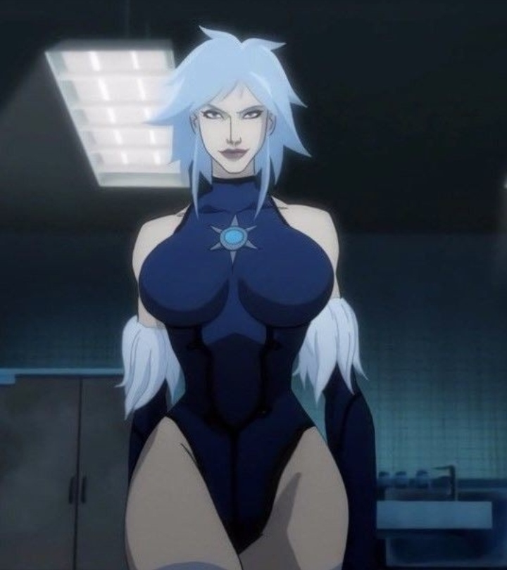 1girls armwear batman:_assault_on_arkham big_breasts blue_clothing blue_leotard breasts dc dc_comics dcamu dcau edit edited elbow_gloves female female_only gloves highleg highleg_leotard killer_frost leotard light-skinned_female light_skin pale-skinned_female pale_skin short_hair solo twitter_link villainess white_hair