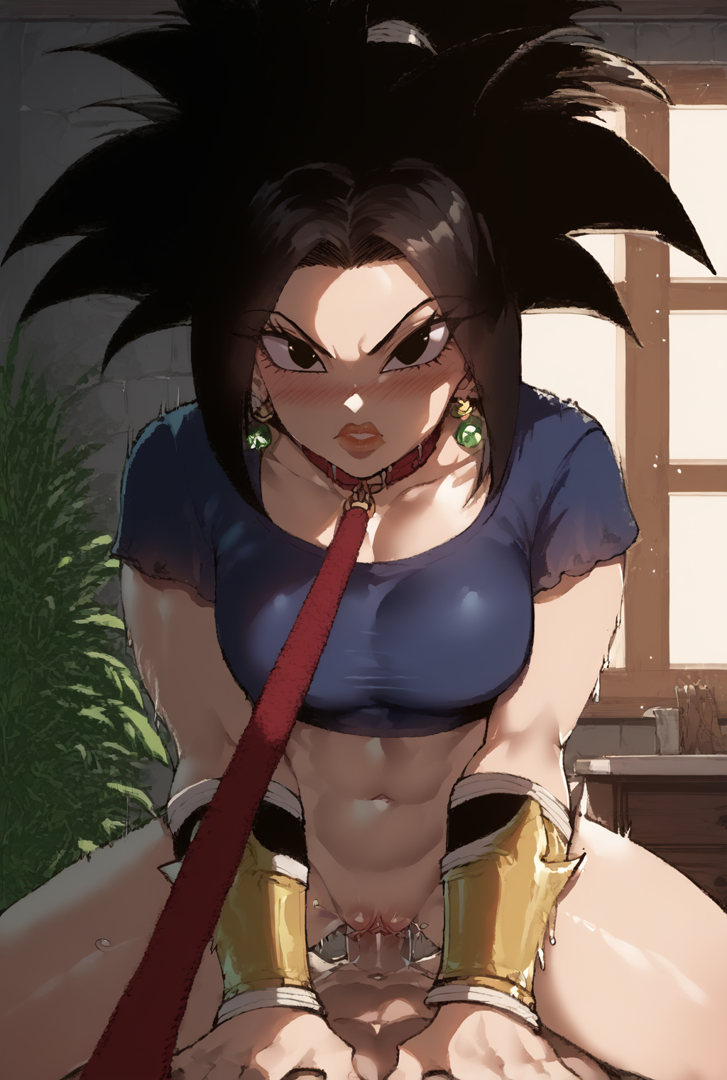 1boy 1girls ai_generated athletic_female base_form_kefla black_eyes black_hair bracelets crop_top curvy curvy_female curvy_figure dragon_ball dragon_ball_super earrings female femdom front_view imperfectai kefla leash leash_and_collar leash_pull male_pov muscular sex stable_diffusion straight sweat sweatdrop sweating tagme tagme_(artist) tagme_(character) thiccwithaq_(ai_style) vagina vaginal_penetration vaginal_sex