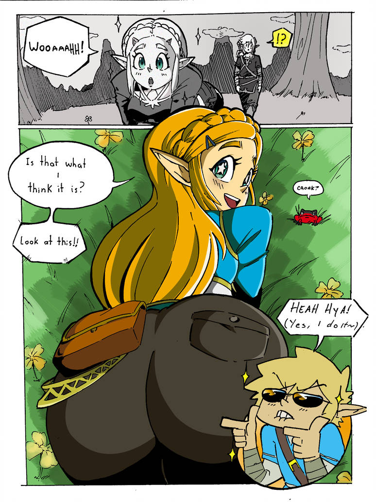 ass, big ass, breath of the wild, comic, female, frog, huge ass, link, link (breath of the wild), looking back, meme, princess zelda, surprised, the legend of zelda, zelda (breath of the wild)