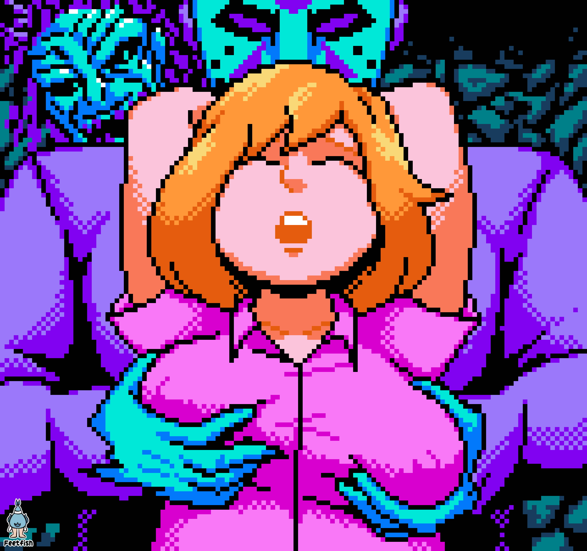 1boy blonde_hair breast_grab breast_grab_from_behind breast_grope closed_eyes crissy_(friday_the_13th) feetfish female friday_the_13th friday_the_13th_(1989_video_game) frown fully_clothed jason_voorhees male open_mouth pixel_art