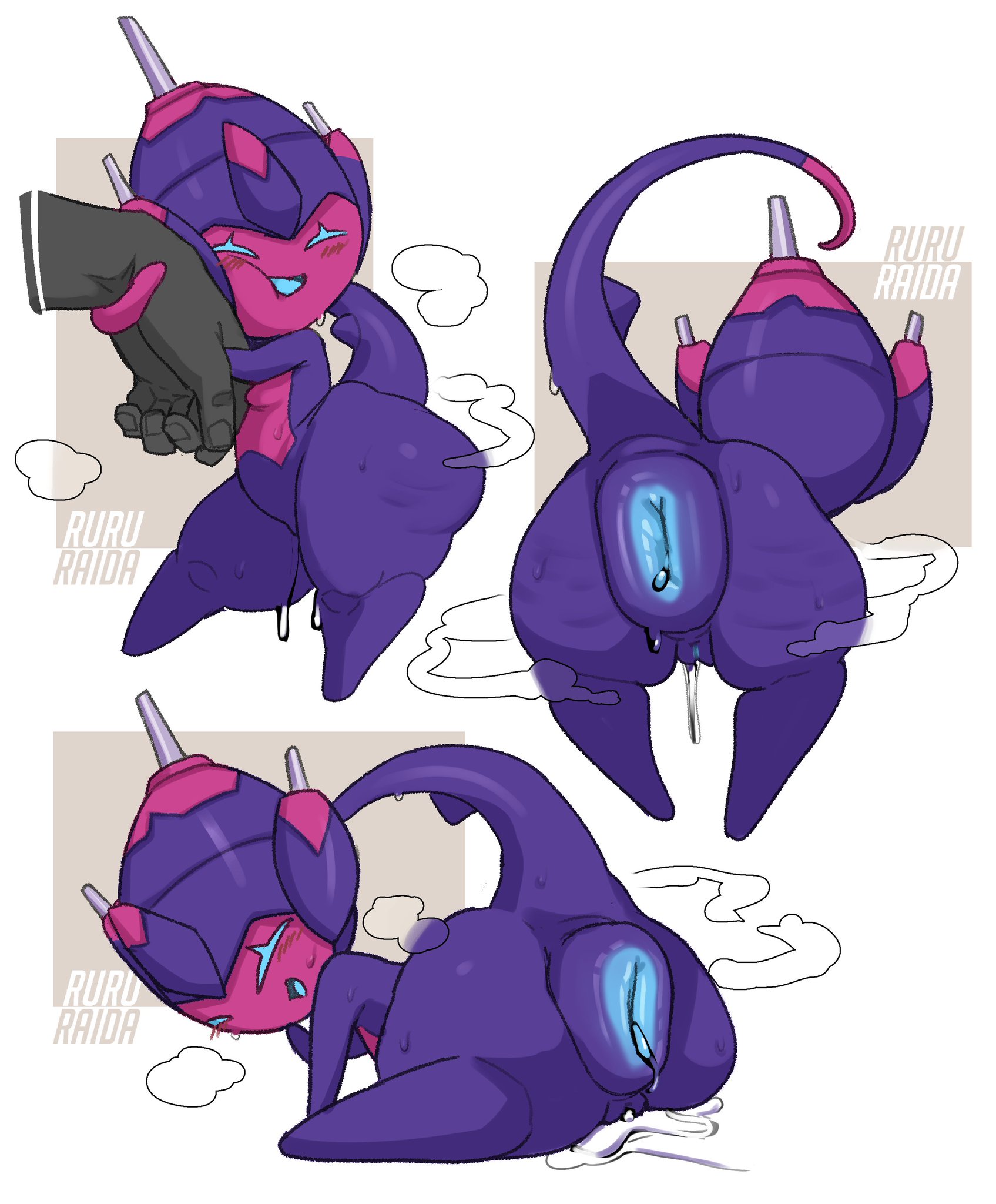 alien girl, alien humanoid, huge ass, poipole, pokemon, pokemon (species), pokemon sm, purple skin, ruru-raida, shortstack, tagme, ultra beast