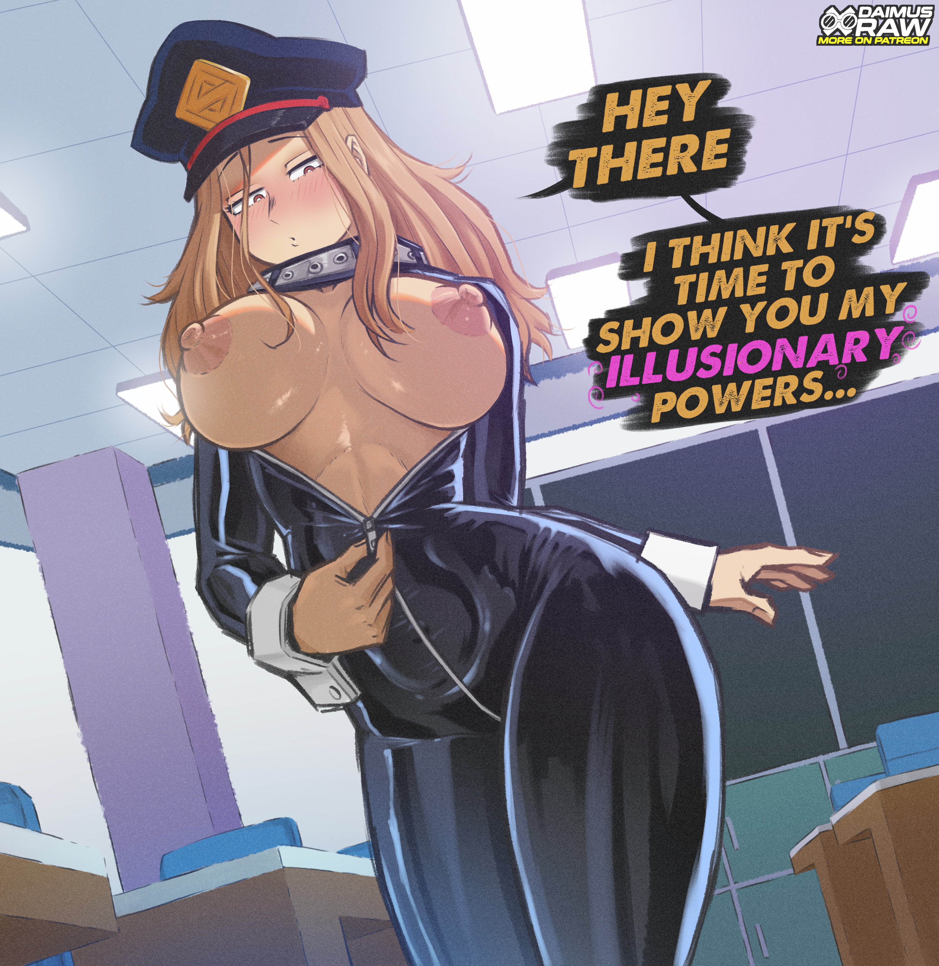 1girls, big breasts, blonde hair, blonde-haired female, boku no hero academia, boobs, breasts, camie utsushimi, daimusraw, latex, latex clothing, my hero academia, utsushimi camie