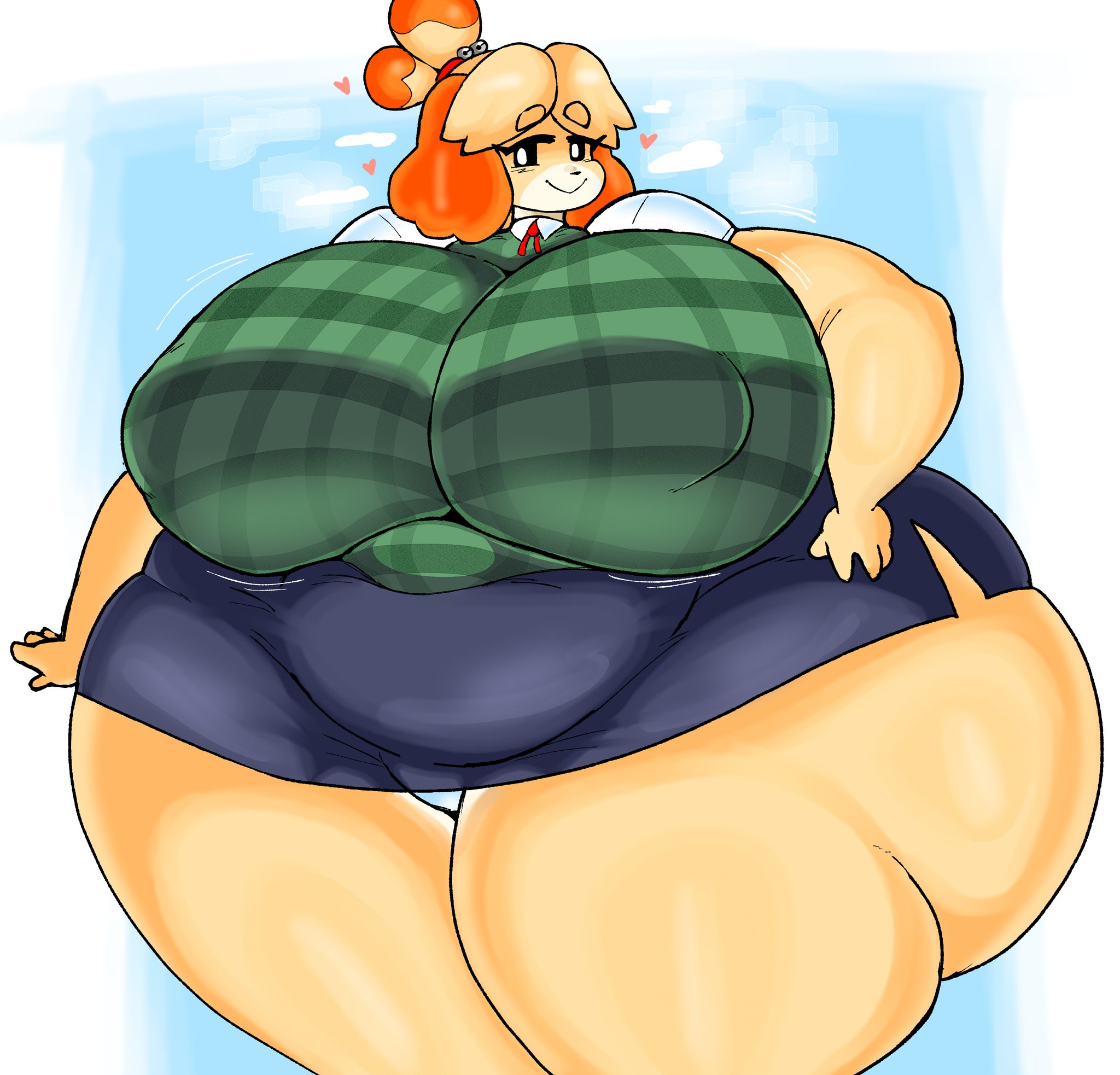animal crossing, ass, ass expansion, bbw, big ass, big breasts, big butt, body transformation, breast expansion, breast growth, breast growth (enlargement), breasts, bubble ass, bubble butt, dork boi, fat, fat ass, fat female, female, figure transformation, furry, furry female, hourglass figure, huge ass, huge breasts, isabelle (animal crossing), lewd dorky, nintendo, overweight, overweight female, thick thighs, transformation, wide hips