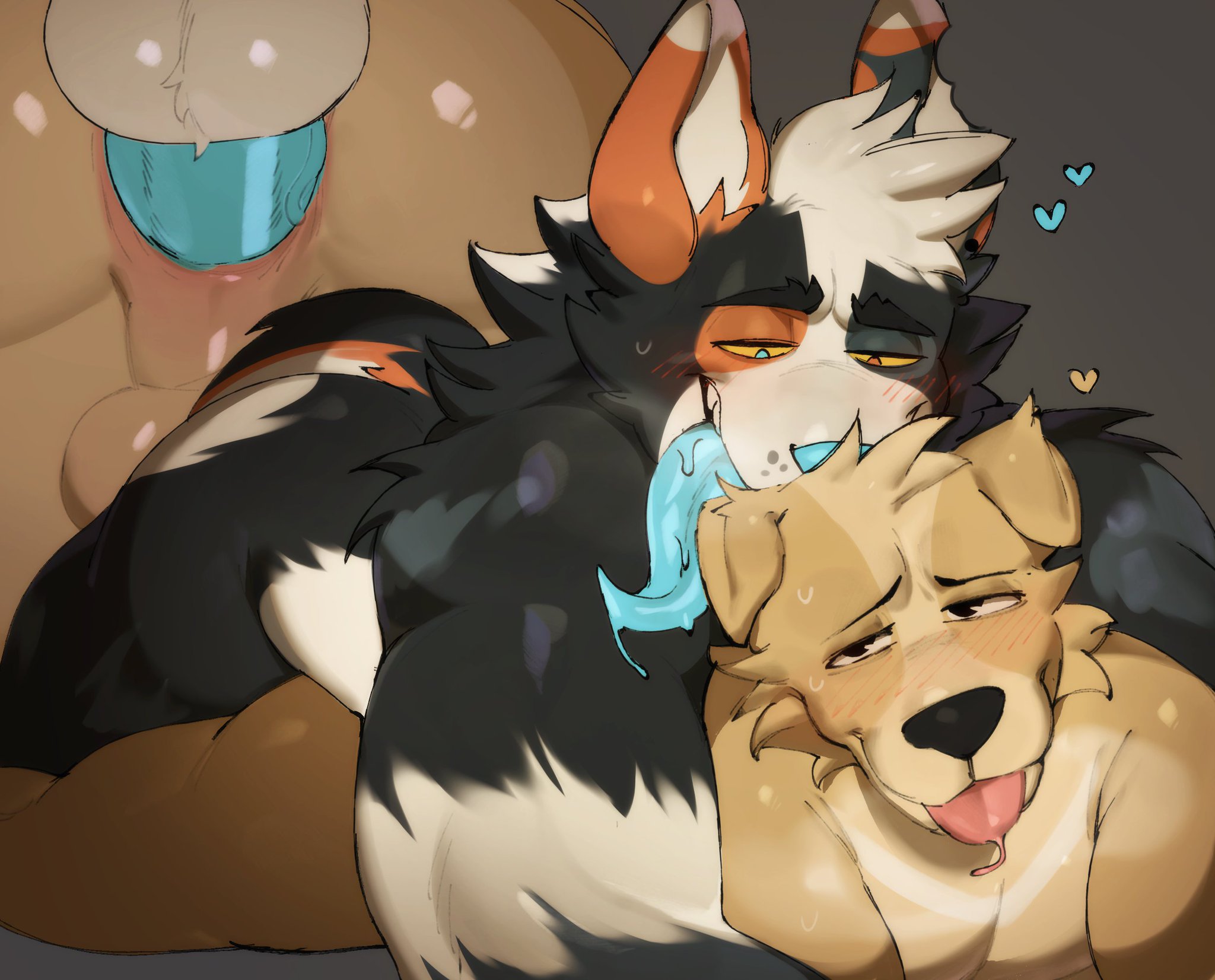 2boys, anal, anal penetration, anal sex, anthro, anthro on anthro, anthro only, anthro penetrated, anthro penetrating, commission, digital drawing (artwork), digital media (artwork), furry, furry male, gay, gay anal, gay domination, gay male, gay sex, high resolution, kogito, male, male only, male penetrated, male penetrating, male penetrating male