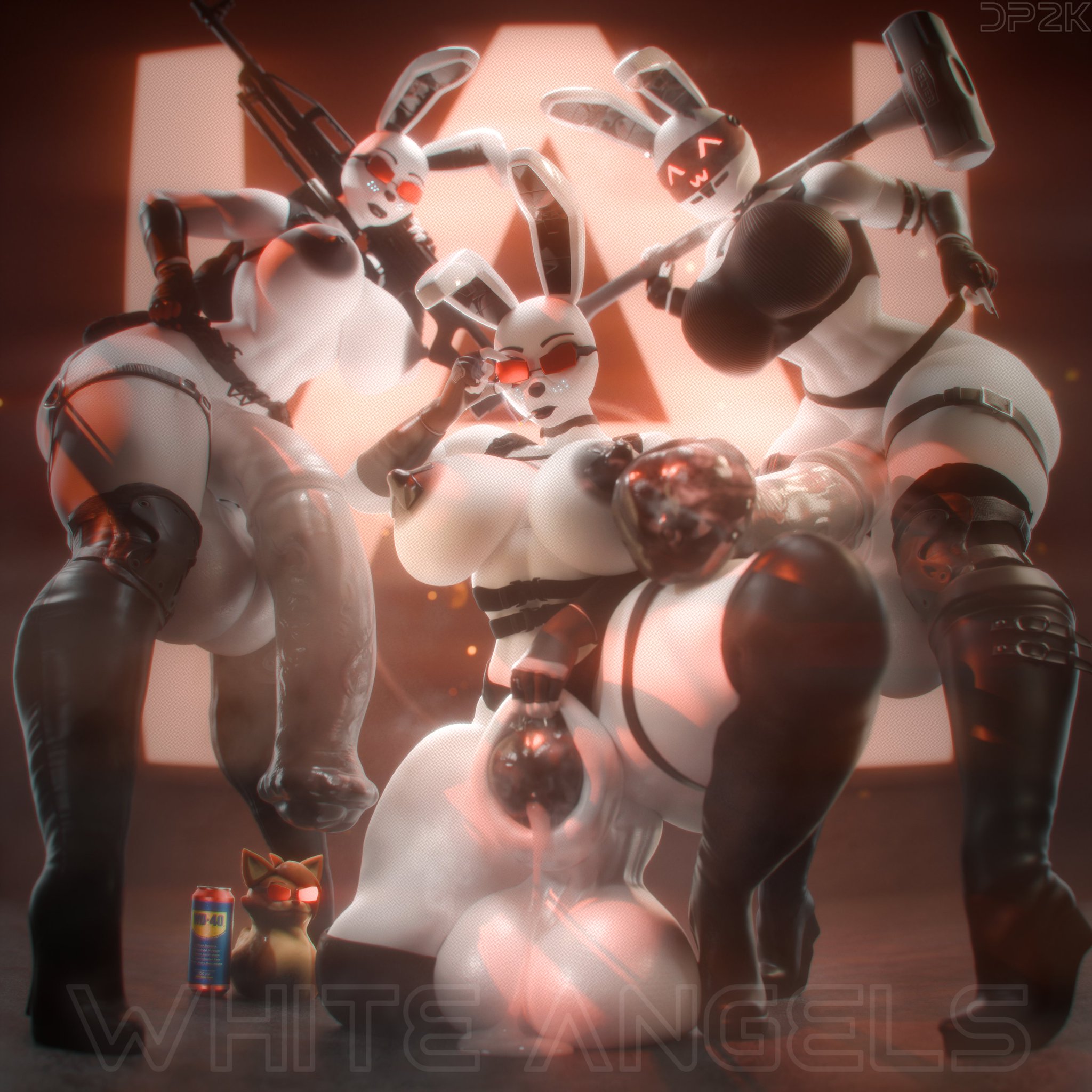 3d, 3futas, anthro, becoming erect, doctorpurple2000, futa only, futanari, horsecock, horsecock futa, huge cock, hyper penis, penis on thigh, penis peek, sheath, sheath grab, thick penis, thick thighs, white angel (doctorpurple2000)