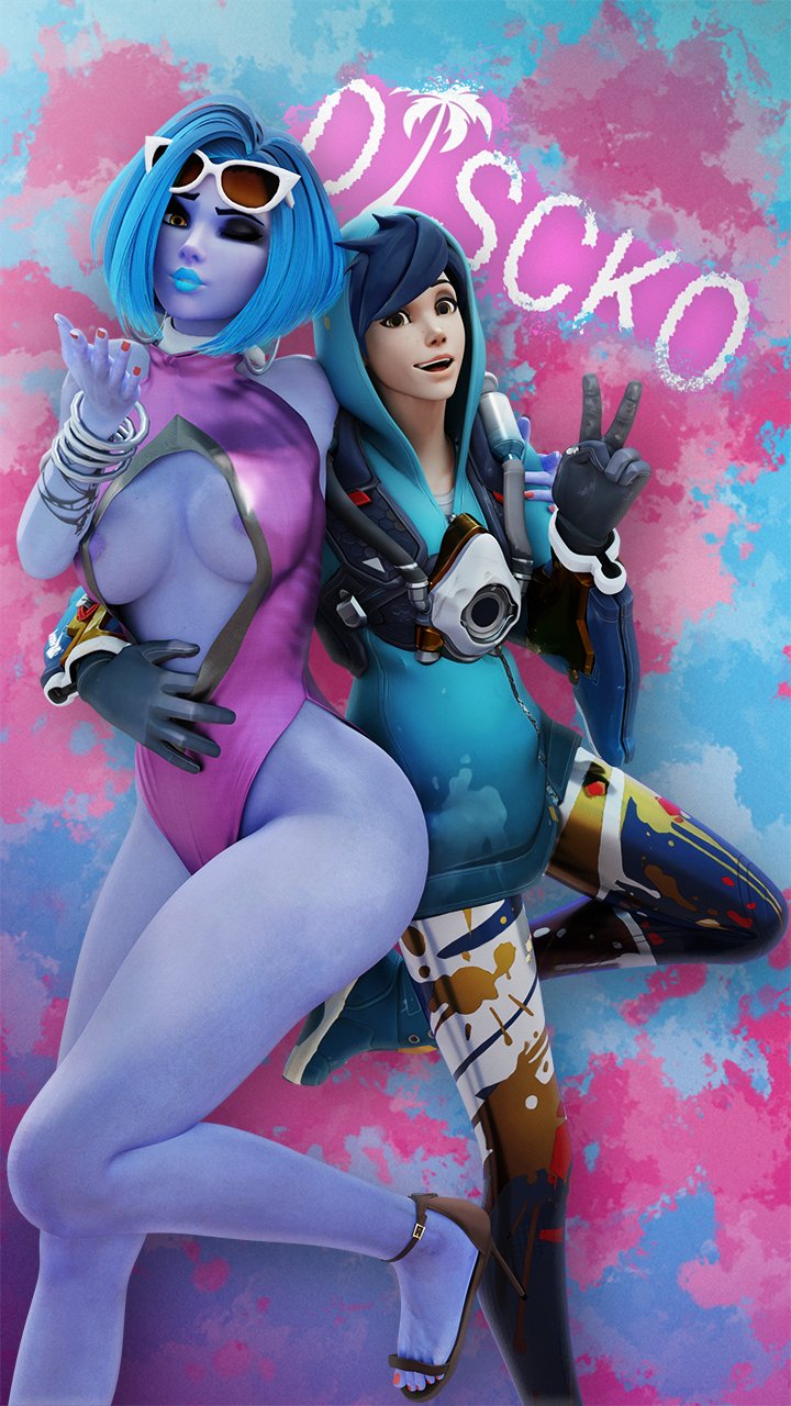 1girls, 2girls, 3d, alternate costume, areolae, blender, blizzard entertainment, breasts, british, brown eyes, chronal accelerator, cute, dark blue hair, discko, discko widowmaker, earrings, european, eyeliner, eyeshadow, female, female only, freckles, fringe, graffiti tracer, harness, hood up, hoodie, hoop earrings, hoop earrings oversized, human, light skin, light-skinned female, looking at viewer, nipples, open toe shoes, overwatch, pale skin, pale-skinned female, petite, short hair, skimpy, skimpy clothes, slim, smile, solo, spiky hair, teenager, tracer, widowmaker, yellow eyes