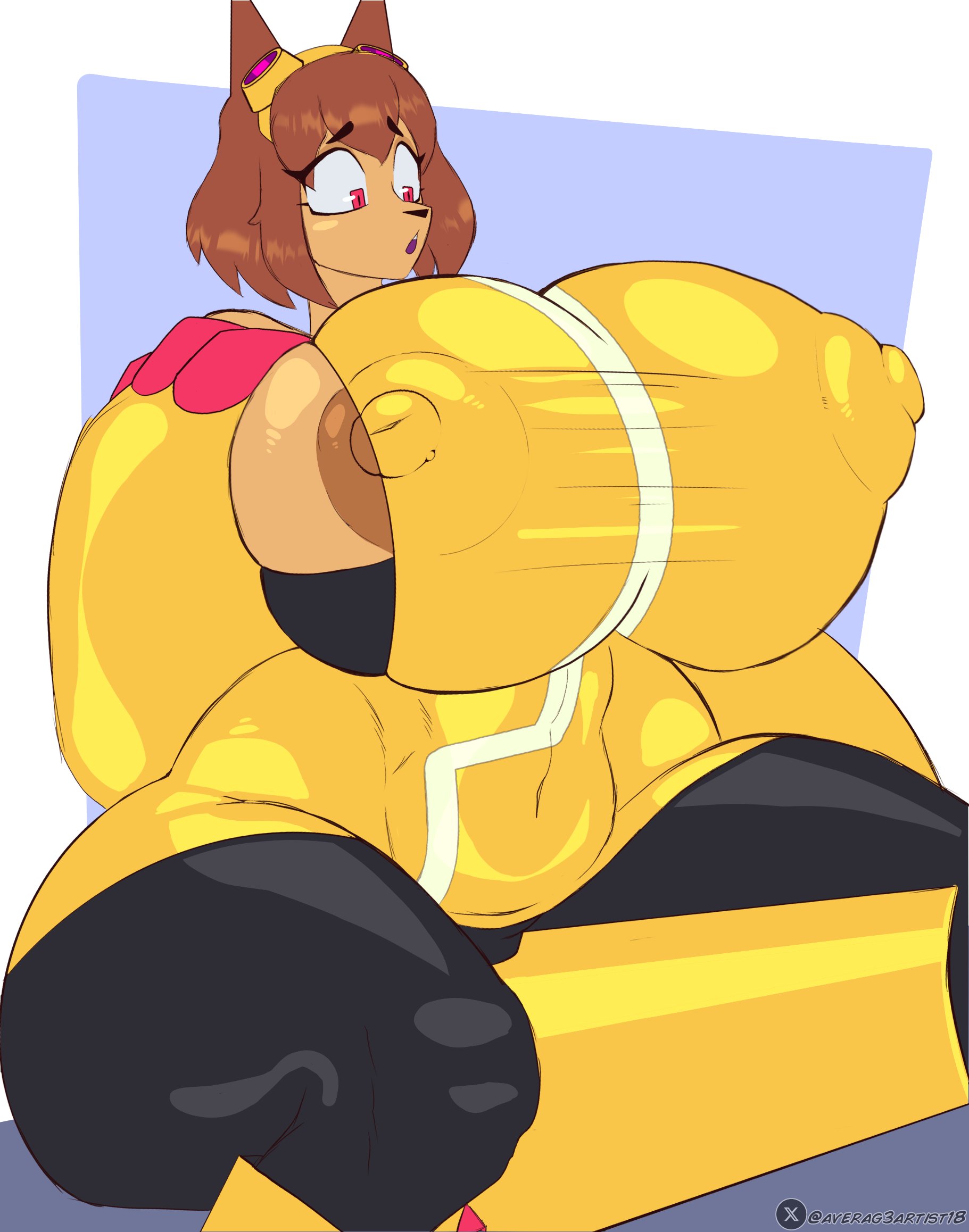 1girls, anthro, areola, ass, back view, big areola, big ass, big nipples, big thighs, blush, breasts, brown hair, cat ears, cat girl, cat tail, dumptruck ass, dumptruck butt, female, gameoverse, gigantic ass, gigantic breasts, gigantic thighs, glitch productions, huge areola, huge ass, huge breasts, huge nipples, huge thighs, hyper, hyper ass, hyper breasts, hyper thighs, kit (gameoverse), nipples, reikhardt, short hair, solo, thick thighs, thighs