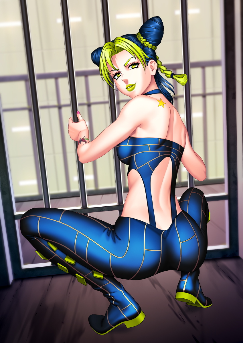 1girls, female, jail, jojo's bizarre adventure, jolyne kujo, legendarysoulii, lipstick, solo, stone ocean