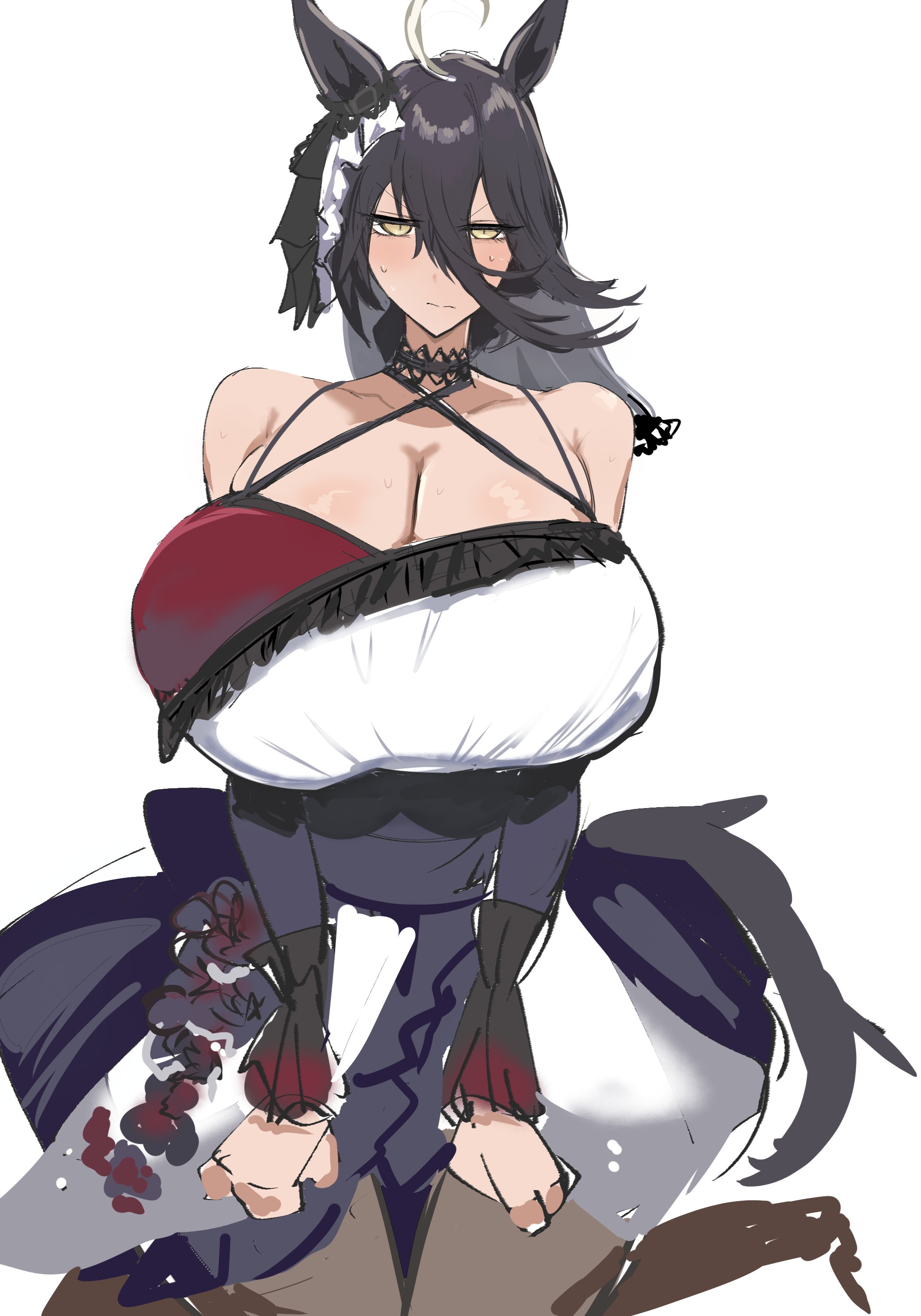 1girls, breasts bigger than head, manhattan cafe (umamusume), oouw, umamusume, umamusume pretty derby