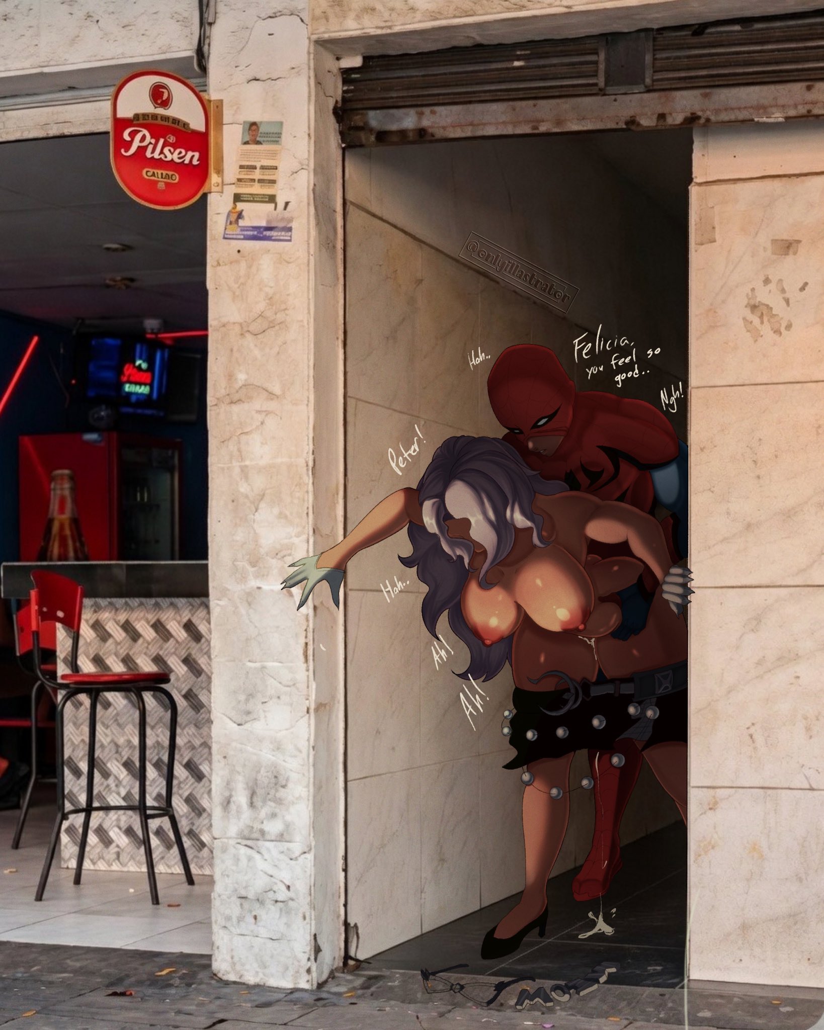 1boy, 1boy1girl, 1girl1boy, 1girls, 2026, 2d, alley, alleyway, alleyway milf (meme), areola, areolae, big areola, big areolae, big breasts, black cat (marvel rivals), black cat (marvel), black cat (urban predator), breasts, bursting breasts, couple, couple (romantic), couple sex, couples, cum, cum drip, cum string, cum trail, curvaceous, curvaceous body, curvaceous female, curvaceous figure, curvaceous hips, curvy, curvy body, curvy female, curvy figure, curvy hips, felicia hardy, female, from behind, from behind position, gloves, hips, huge breasts, large breasts, light-skin, light-skinned female, light-skinned male, male, male/female, marvel, marvel comics, marvel rivals, mask, masked, masked male, massive breasts, meme, moan, moaning, moaning female, moaning in pleasure, netease games, nipples, onlyillastrator, penetration, penetration from behind, peter parker, romantic, romantic couple, romantic sex, seductive, seductive look, seductive pose, sex, sex from behind, shiny, shiny breasts, shiny skin, spider-man, spider-man (marvel rivals), spider-man (series), straight, superhero, superhero couple, superheroine, text, thick, thick breasts, thick hips, thick thighs, voluptuous, voluptuous female, white hair, wide hips