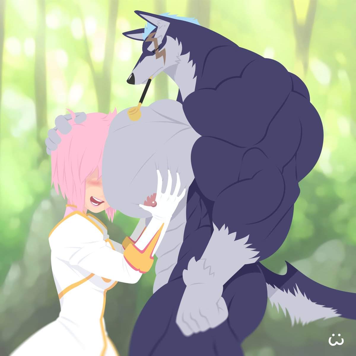 anthro artist_request canine estellise_sidos_heurassein furry imminent_sex love muscle muscular pink_hair princess repede source_request tagme tales_of_(series) tales_of_vesperia