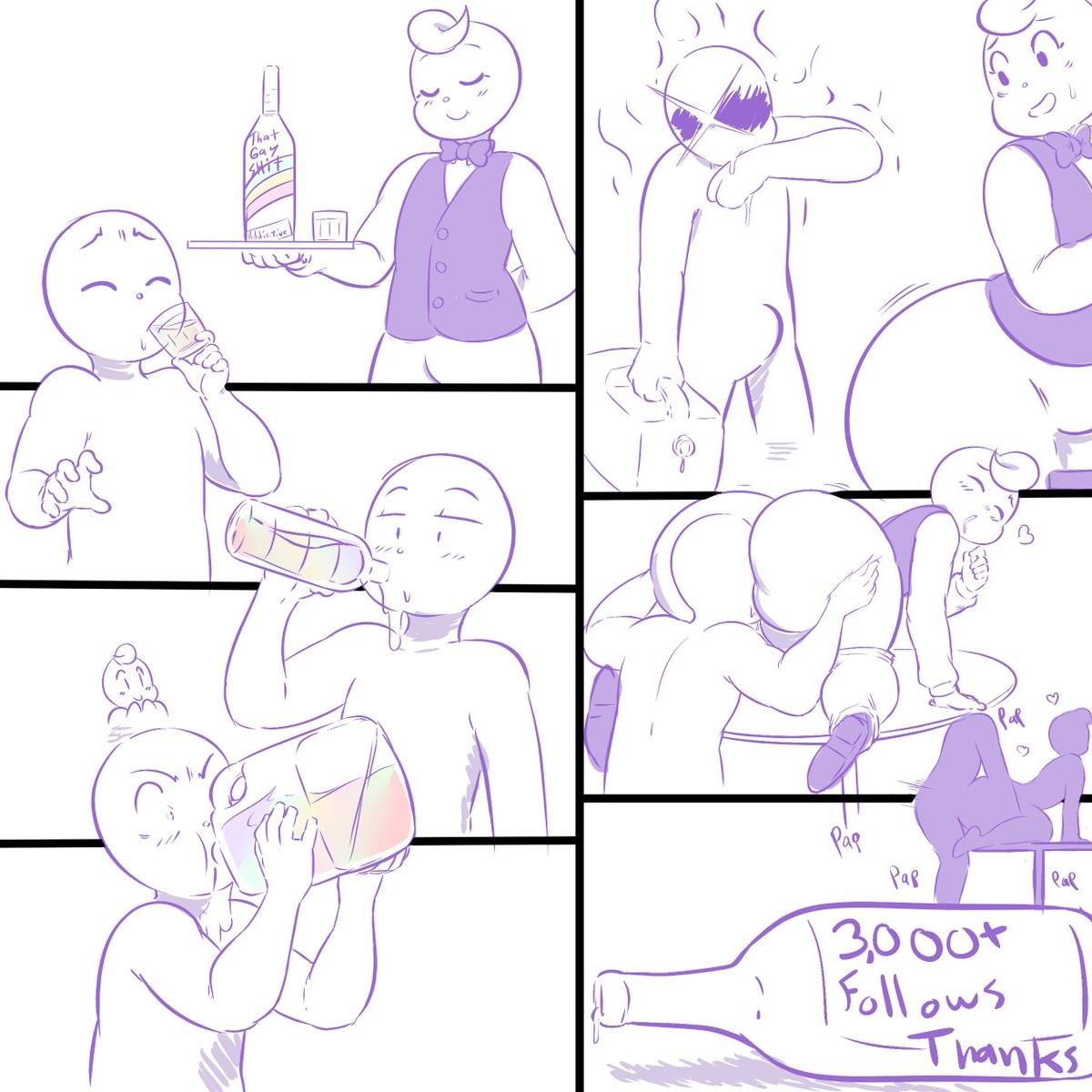 2boys, anal, anilingus, ass, big ass, comic, face in ass, gammanaut, heart, male, milestone celebration, on table, rainbow, yaoi