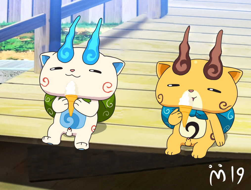 anime ice_cream ice_cream_licking komajiro komasan licking male_only penis small_penis yo-kai_watch