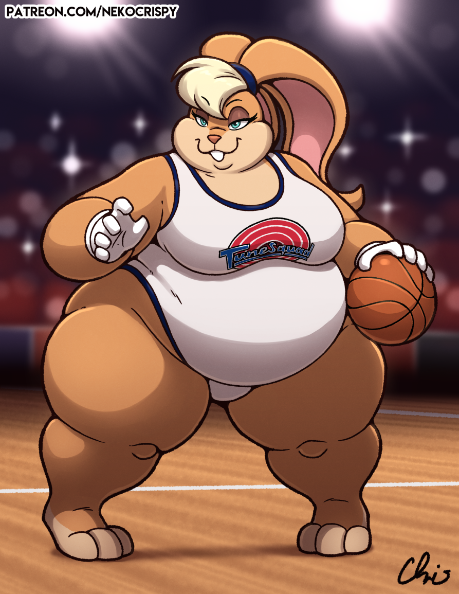 1girls anthro ass basketball basketball_(ball) basketball_court basketball_uniform belly blonde_hair breasts bunny fat female female_focus female_only furry gloves green_eyes hips lagomorph lagomorph_humanoid large_ass large_breasts leotard lola_bunny looney_tunes nekocrispy overweight overweight_female rabbit space_jam stomach tan_fur thick_thighs thighs warner_brothers weight_gain wide_hips