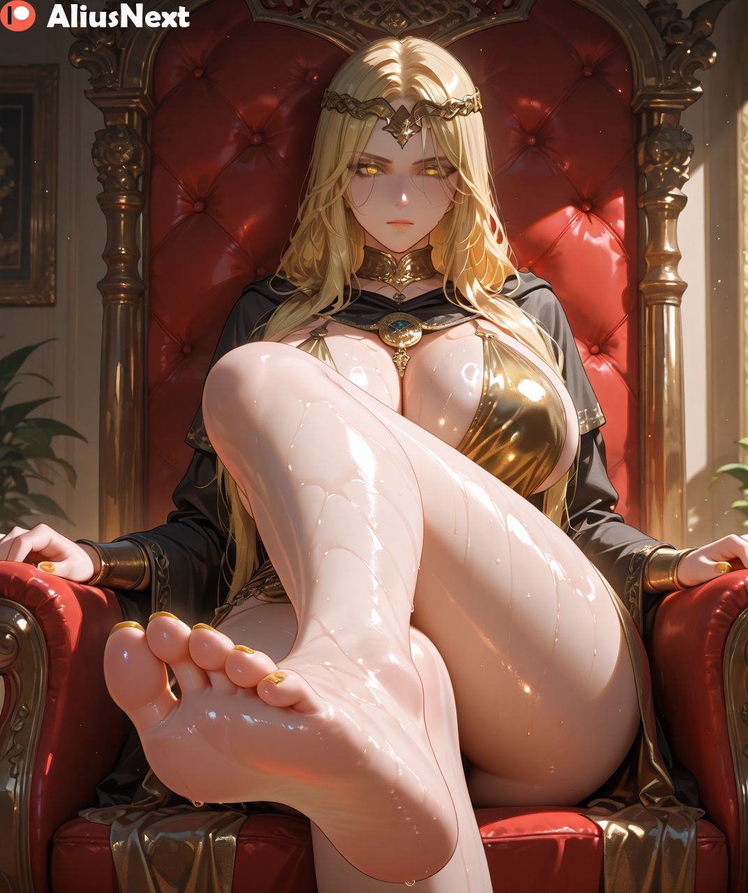 1girls, ai generated, aliusnext, ass, big ass, big breasts, breasts, elden ring, feet, female, female only, foot fetish, foot focus, fromsoftware, gold eyes, golden nails, hi res, high quality, high resolution, huge ass, huge breasts, light skin, light-skinned female, lingerie, massive ass, massive breasts, mature, mature female, milf, mommy, nail polish, patreon, queen marika the eternal, soles, sweat, sweatdrop, sweating, sweaty, sweaty body, sweaty breasts, taller female, thick, thick ass, thick hips, thick legs, thick lips, thick thighs, toes, yellow eyes, yellow hair, yellow nails