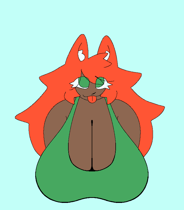 :3 :p above_view angel_sinz big_breasts breasts cleavage fox_ears fox_girl huge_breasts long_hair looking_at_viewer orange_hair pov tank_top terraria tongue tongue_out zoologist_(terraria)