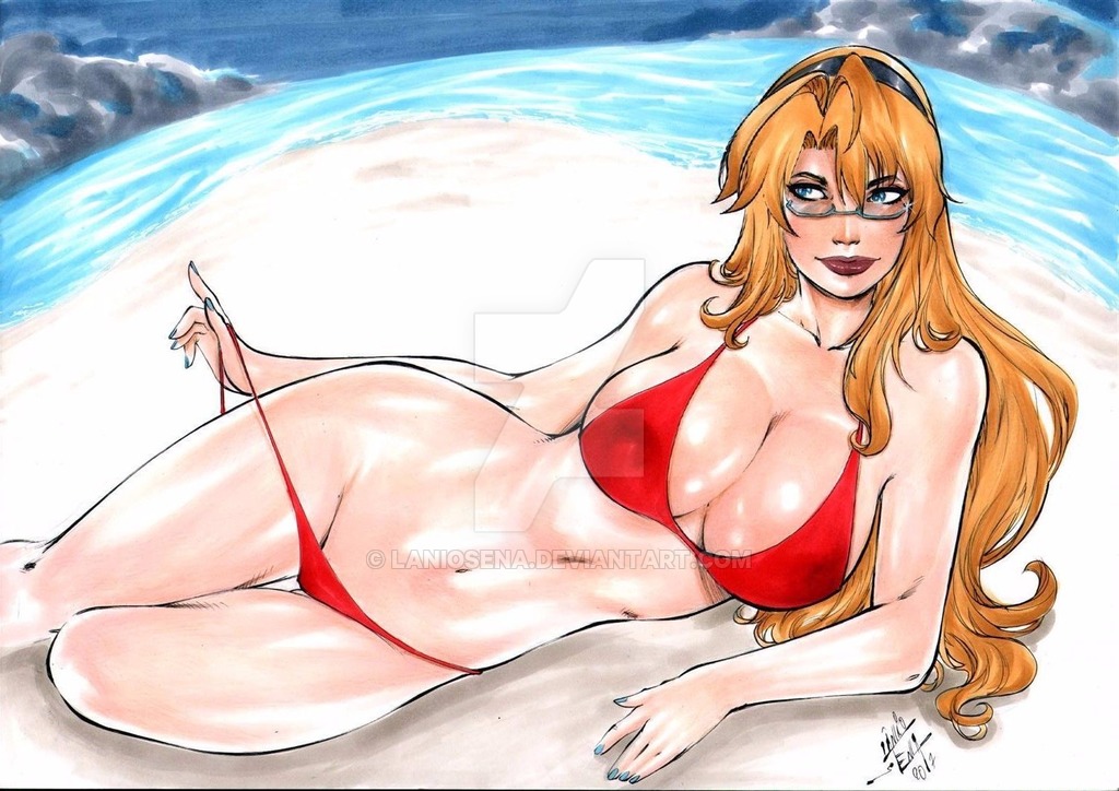 2017 beach belly_button big_breasts bikini black_hairband blonde_hair blue_eyes blue_nail_polish blue_nails bra breasts busty cloud clouds curvaceous curvy dated deviantart ed_benes_studio erect_nipples eyeshadow freezing_(series) glasses hairband lanio_sena large_breasts long_hair lying lying_down lying_on_side mascara midriff nail_polish navel nipple_bulge nipples nipples_visible_through_clothing ocean panties panty_pull panty_tug red_bikini red_bra red_lips red_lipstick red_panties red_thong sand satellizer_el_bridget signature stomach swimsuit thick_thighs thighs thong voluptuous water watermark