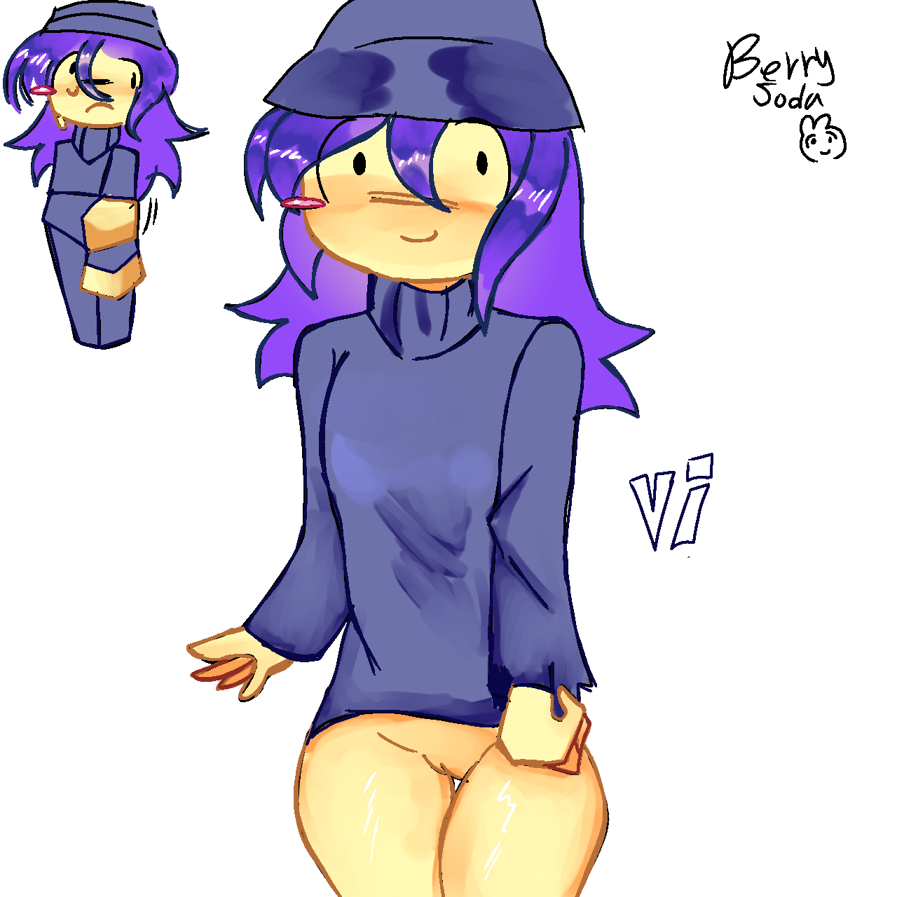 artist name, berrysoda, character name, half-dressed, male, purple hair, reference image, roblox, roblox game, robloxian, self upload, tagme, trans male, trans man, transgender, vi (forsaken), vi (nixriven)