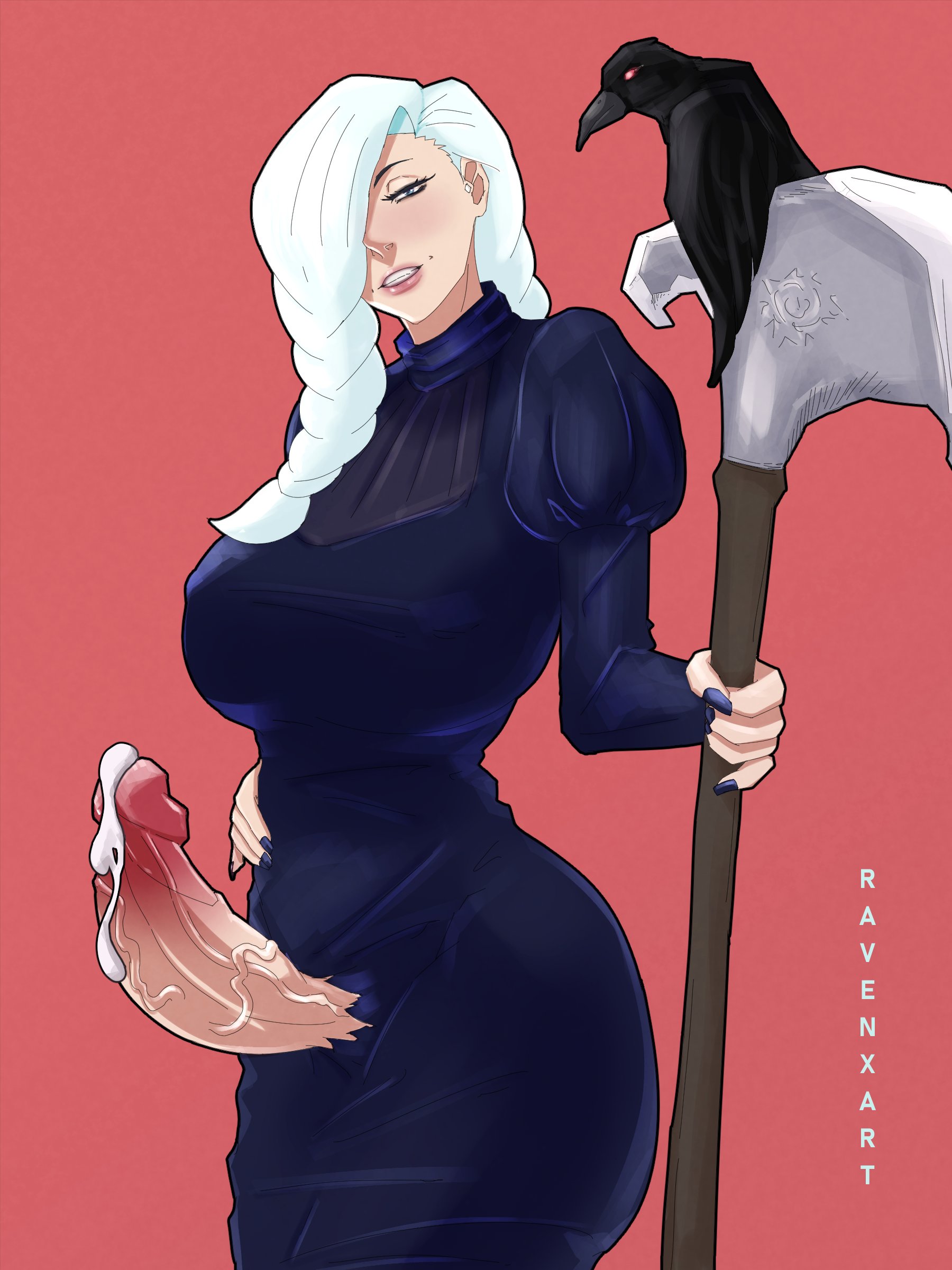 1futa, big penis, clothed, cum, cum drip, erection, futa only, futanari, huge cock, human, intersex, jujutsu kaisen, mei mei (jujutsu kaisen), mostly clothed, mostly nude, penis, ravenxart, solo, veiny penis