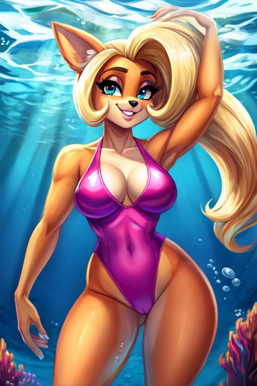 1girls activision ai_generated cartoolover coco_bandicoot crash_(series) female sea solo underwater