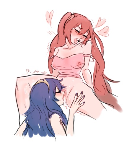 2girls, blue hair, cunnilingus, dashingicecream, female, female only, fire emblem, fire emblem awakening, lesbian sex, lucina (fire emblem), multiple females, multiple girls, oral, pussy, pussy juice, red hair, severa (fire emblem), shaved pussy, yuri