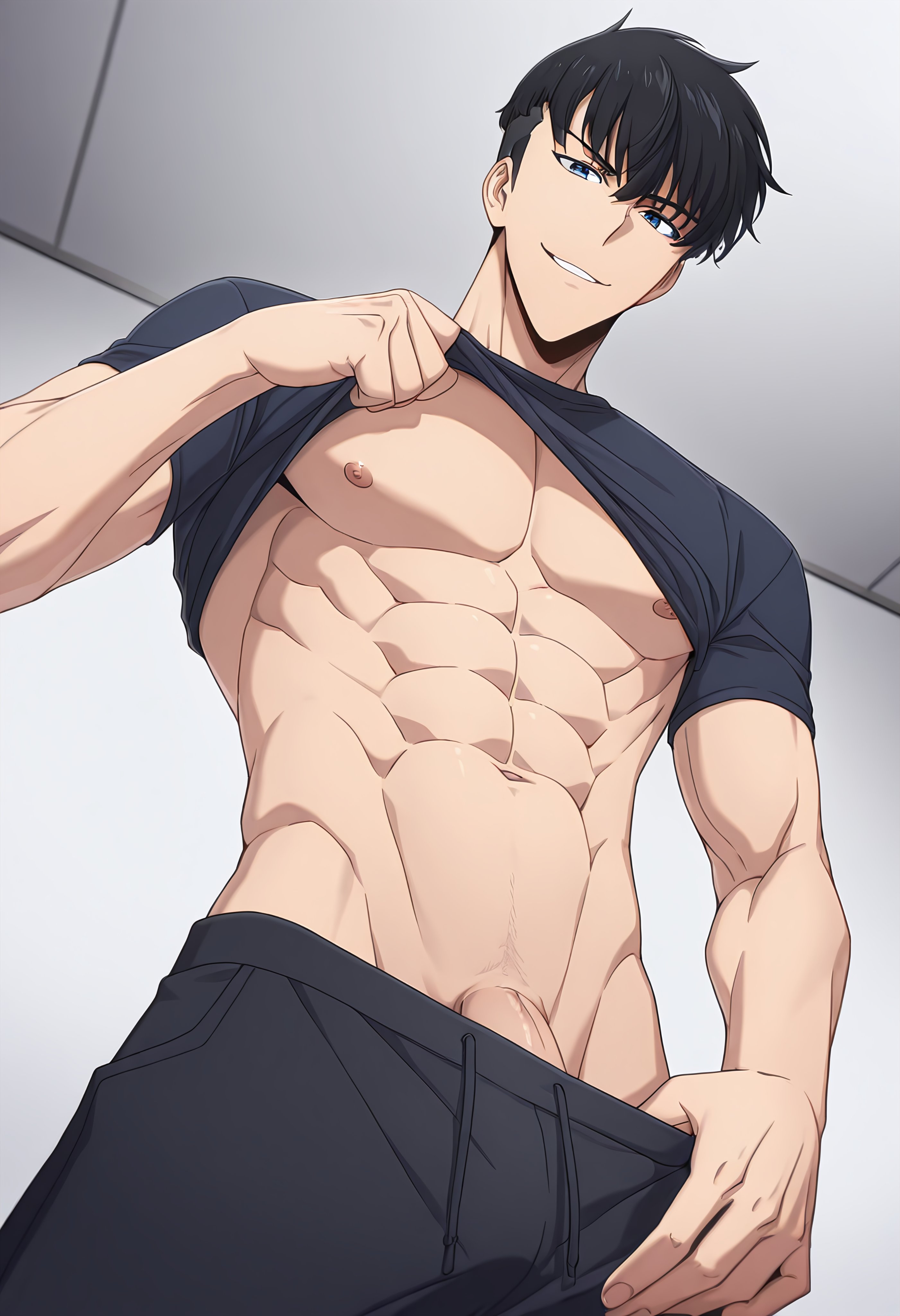 ai generated, bara, gay, male, male focus, male only, penis, snackji, solo leveling, sung jin woo, yaoi