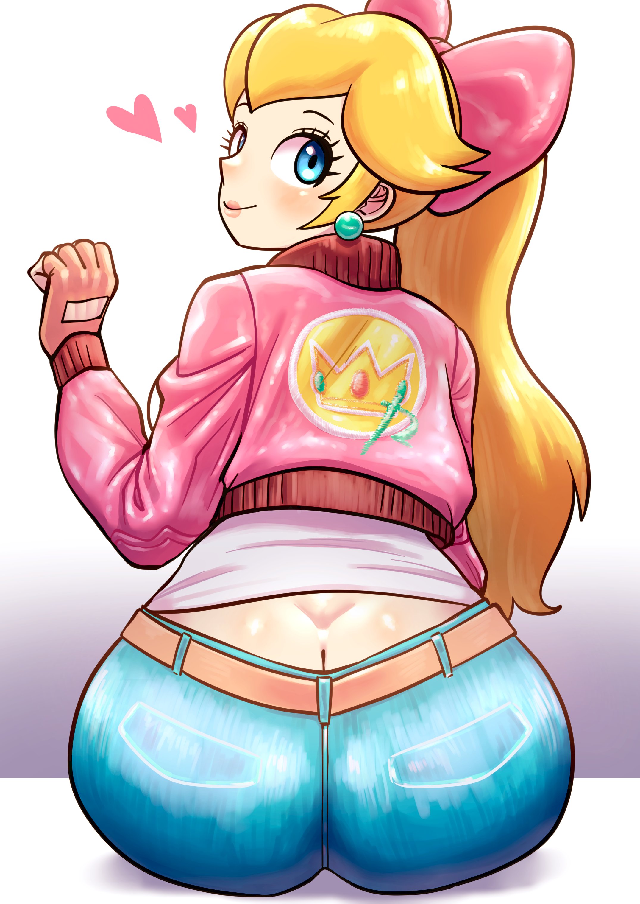 1girls, ass, ass focus, belt, big ass, big butt, biker girl, biker gloves, biker jacket, blonde female, blonde hair, blonde-haired female, blue eyes, breasts, butt focus, curvy, curvy female, curvy figure, cute, cute female, female, female only, hotaruman97, huge ass, mario (series), mario kart, mario kart world, nintendo, official alternate costume, princess peach, princess peach (touring), tagme