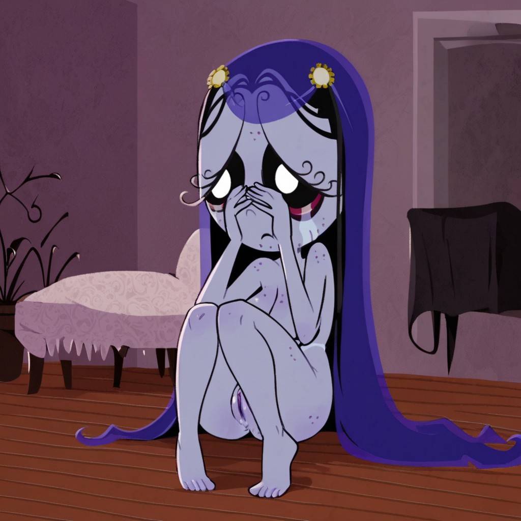 big_breasts goth long_hair misery_(ruby_gloom) nude_female purple_skin ruby_gloom_(franchise) sad sad_face very_long_hair visible_pussy