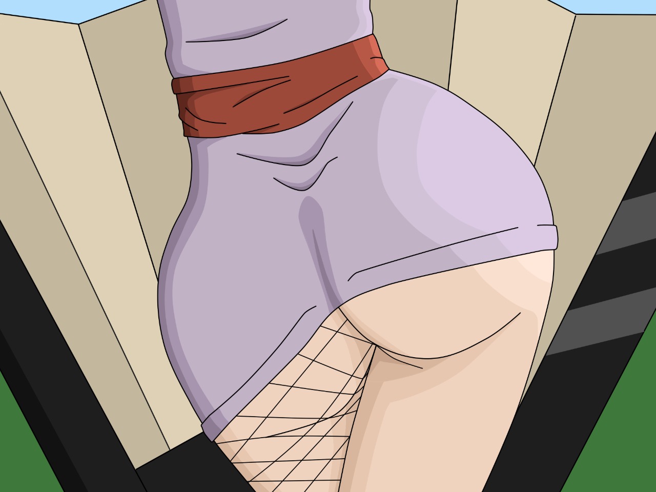 1girls, alanistheanalqueen, ass, big ass, big butt, clothed, fan, female, female only, fishnets, naruto, naruto (classic), naruto (series), solo, temari, white skin