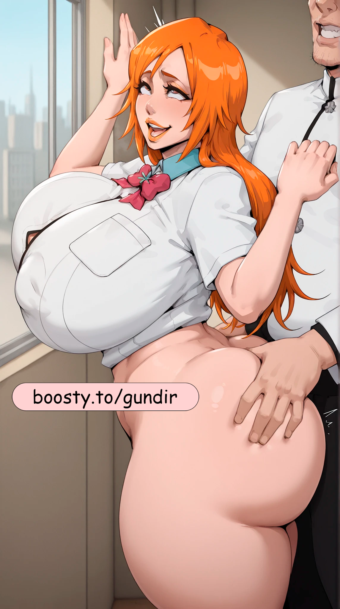 ahe gao, ai generated, ass, big ass, big breasts, bleach, bleach: the thousand-year blood war, breasts, female, gundir, inoue orihime