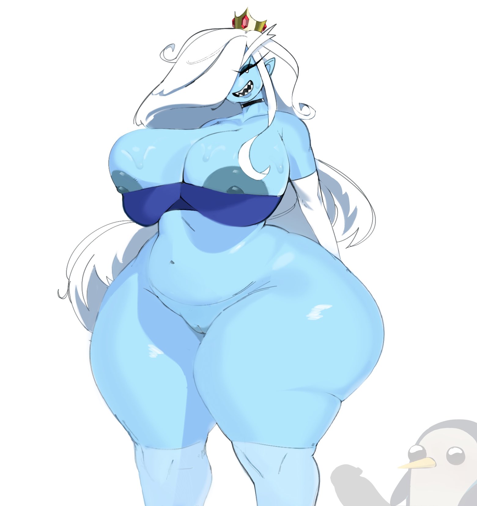 1girls, adventure time, blue skin, breasts, female, huge breasts, ice queen (adventure time), puppy b, tagme, thick thighs, wide hips